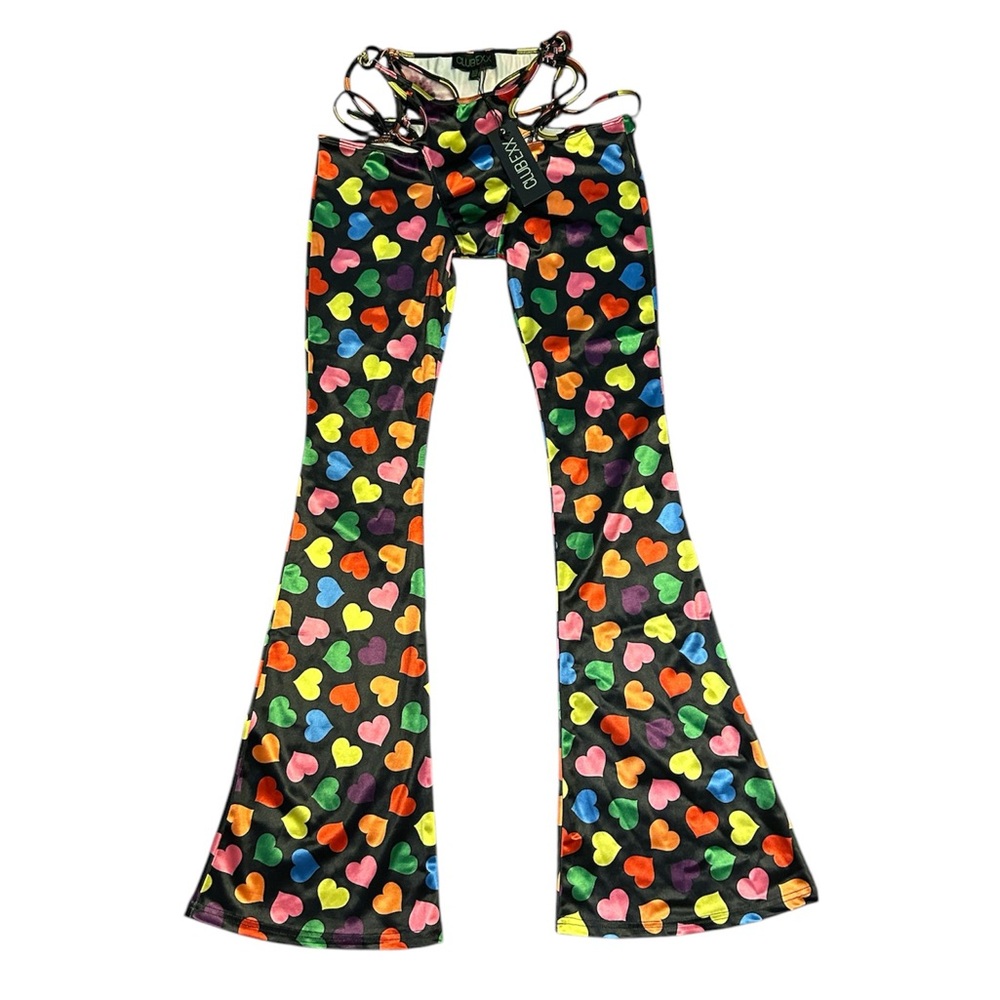 NWT Club Exx Dolls Kill Circle of Love Flare Pants